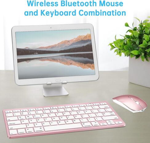 Wireless Bluetooth Keyboard and Mouse Set, Portable Slim Silent Cordless Keyboard and Mouse Combo Compatible with iPad/Mac/MacBook/Android/Windows/PC/Computer,Black in Kuwait