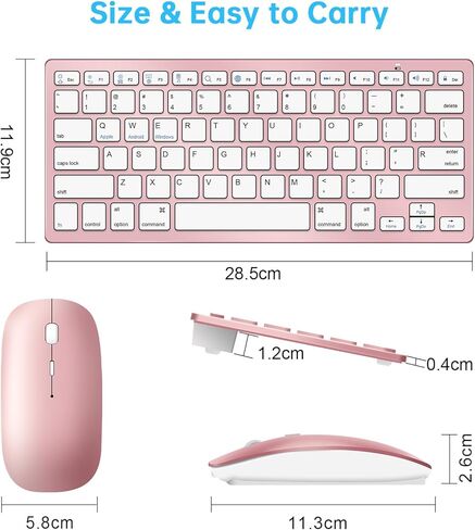 Wireless Bluetooth Keyboard and Mouse Set, Portable Slim Silent Cordless Keyboard and Mouse Combo Compatible with iPad/Mac/MacBook/Android/Windows/PC/Computer,Black in Kuwait