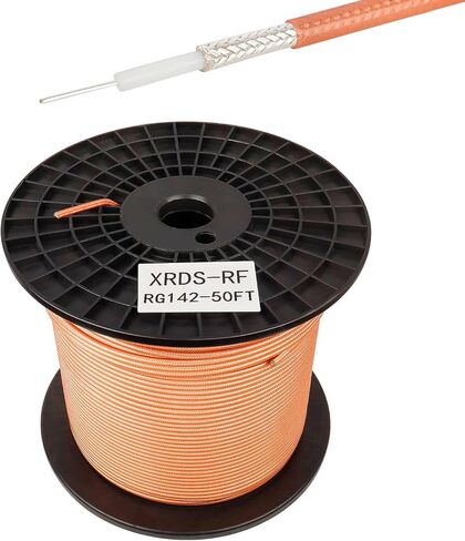 XRDS -RF RG142 M17/60 RF كابل محوري 50 قدم، نحاس مطلي بالفضة مزدوج المحور in Kuwait