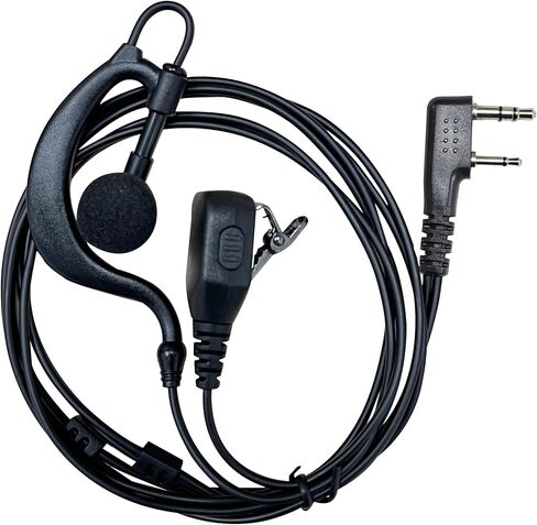 SHON Walkie Talkie Headset with Mic, Compatible Kenwood Baofeng and Retevis Radios 2 Pin G-Shaped Ear Hook for Police Law Enforcement (6 Set/Black) in Kuwait