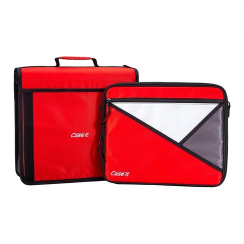Case-it The Universal Zipper Binder - 2 Inch O-Rings - Padded Pocket That Holds up to 13 Inch Laptop/Tablet - Multiple Pockets - 400 Page Capacity - Comes with Shoulder Strap - Jet Black LT-007 in Saudi Arabia