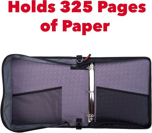 Case-it The Universal Zipper Binder - 2 Inch O-Rings - Padded Pocket That Holds up to 13 Inch Laptop/Tablet - Multiple Pockets - 400 Page Capacity - Comes with Shoulder Strap - Jet Black LT-007 in Saudi Arabia