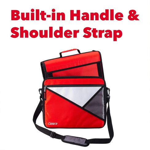 Case-it The Universal Zipper Binder - 2 Inch O-Rings - Padded Pocket That Holds up to 13 Inch Laptop/Tablet - Multiple Pockets - 400 Page Capacity - Comes with Shoulder Strap - Jet Black LT-007 in Saudi Arabia