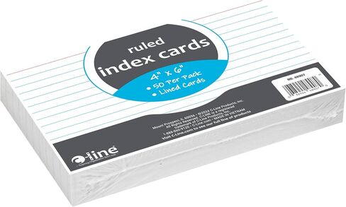 C-Line 4" x 6" Index Cards, White, Ruled, 50/PK (48907) in Saudi Arabia