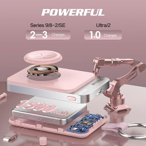 Pddosi Portable Charger for Apple Watch, 1500mAh Travel iWatch Charger Portable, Magnetic Portable Watch Charger Keychain, Portable Wireless Charger for Apple Watch Series 9/8/7/6/5/4/3/2/SE/Ultra in Kuwait