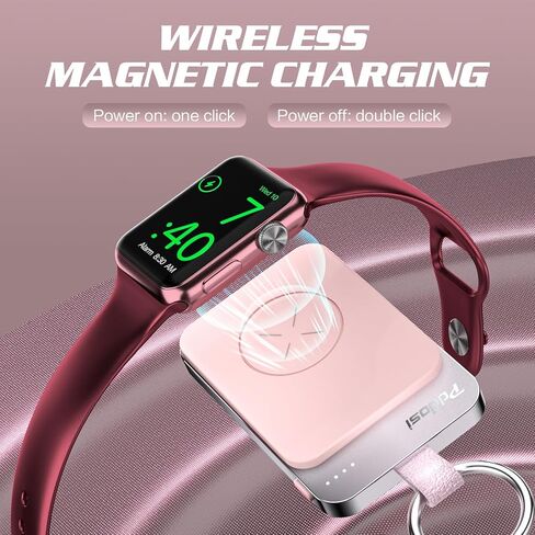 Pddosi Portable Charger for Apple Watch, 1500mAh Travel iWatch Charger Portable, Magnetic Portable Watch Charger Keychain, Portable Wireless Charger for Apple Watch Series 9/8/7/6/5/4/3/2/SE/Ultra in Kuwait