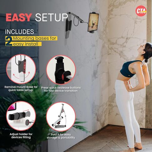 حامل تابلت 2 في 1 - حامل متعدد مرن CTA وحامل جدار مغناطيسي لمعظم أجهزة iPad 7th / 8th / 9th Gen 10.1 بوصة وغيرها من الأجهزة اللوحية 7-14 بوصة (PAD-MSKMSB) in Saudi Arabia