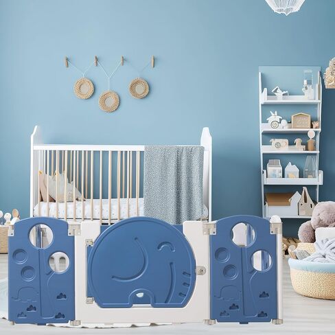 Baby Playpen,for Kids and Toddlers,Kids Activity Centre Safety Play Yard,Safety Gates for Indoor&Outdoor,Sturdy Baby Fence Area,Portable, Educational, and Safe Play Yard 18 Panels, Blue in Saudi Arabia