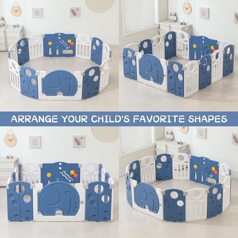 Baby Playpen,for Kids and Toddlers,Kids Activity Centre Safety Play Yard,Safety Gates for Indoor&Outdoor,Sturdy Baby Fence Area,Portable, Educational, and Safe Play Yard 18 Panels, Blue in Kuwait