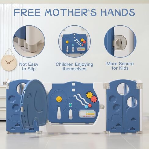 Baby Playpen,for Kids and Toddlers,Kids Activity Centre Safety Play Yard,Safety Gates for Indoor&Outdoor,Sturdy Baby Fence Area,Portable, Educational, and Safe Play Yard 18 Panels, Blue in Kuwait