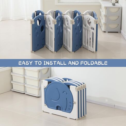 Baby Playpen,for Kids and Toddlers,Kids Activity Centre Safety Play Yard,Safety Gates for Indoor&Outdoor,Sturdy Baby Fence Area,Portable, Educational, and Safe Play Yard 18 Panels, Blue in Kuwait