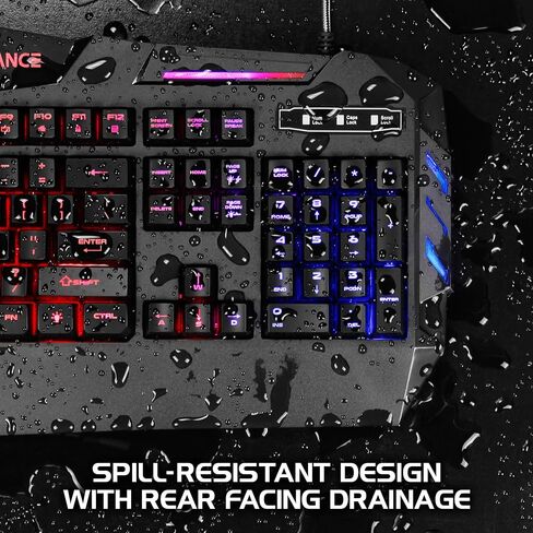 لوحة مفاتيح الألعاب ENHANCE Infiltrate KL1 LED - لوحة مفاتيح بإضاءة خلفية متعددة الألوان مع وضعين للإضاءة، تصميم مقاوم للانسكاب، كابل USB مجدول - 19 مفتاحًا قابلاً للتمرير، ومضادة للظلال، ومفاتيح الوسائط المتعددة in Kuwait