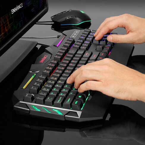 لوحة مفاتيح الألعاب ENHANCE Infiltrate KL1 LED - لوحة مفاتيح بإضاءة خلفية متعددة الألوان مع وضعين للإضاءة، تصميم مقاوم للانسكاب، كابل USB مجدول - 19 مفتاحًا قابلاً للتمرير، ومضادة للظلال، ومفاتيح الوسائط المتعددة in Kuwait