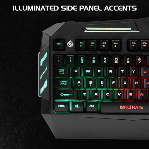 لوحة مفاتيح الألعاب ENHANCE Infiltrate KL1 LED - لوحة مفاتيح بإضاءة خلفية متعددة الألوان مع وضعين للإضاءة، تصميم مقاوم للانسكاب، كابل USB مجدول - 19 مفتاحًا قابلاً للتمرير، ومضادة للظلال، ومفاتيح الوسائط المتعددة in Kuwait