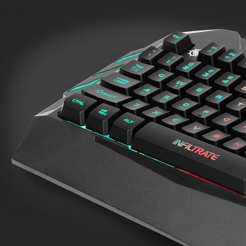 لوحة مفاتيح الألعاب ENHANCE Infiltrate KL1 LED - لوحة مفاتيح بإضاءة خلفية متعددة الألوان مع وضعين للإضاءة، تصميم مقاوم للانسكاب، كابل USB مجدول - 19 مفتاحًا قابلاً للتمرير، ومضادة للظلال، ومفاتيح الوسائط المتعددة in Kuwait