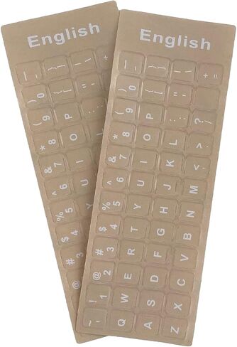 KEANBOLL 2PCS Pack Transparent English Keyboard Stickers, English Keyboard Replacement Sticker with Transparent Background and White Lettering for Computer Notebook Laptop Desktop in Kuwait