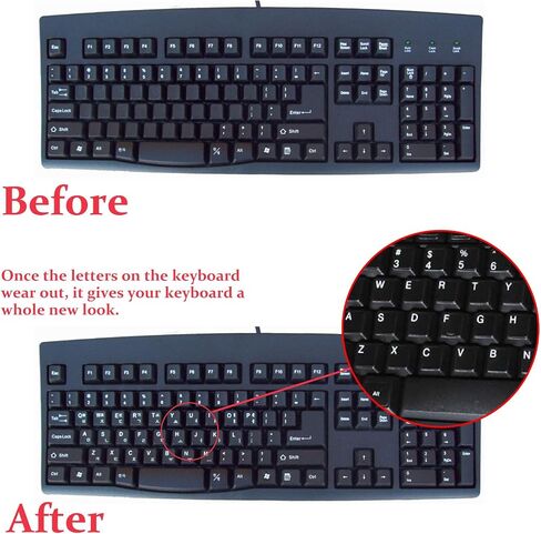 KEANBOLL 2PCS Pack Transparent English Keyboard Stickers, English Keyboard Replacement Sticker with Transparent Background and White Lettering for Computer Notebook Laptop Desktop in Kuwait