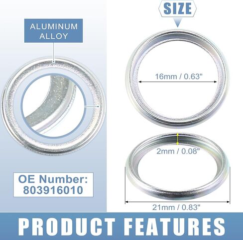 Oil Drain Plug Gaskets 803916010 16mm Oil Crush Washer Seals for Subaru Outback Legacy 2013-2018 for Impreza 2012-2018 Aluminum Alloy (Set of 15) in Saudi Arabia