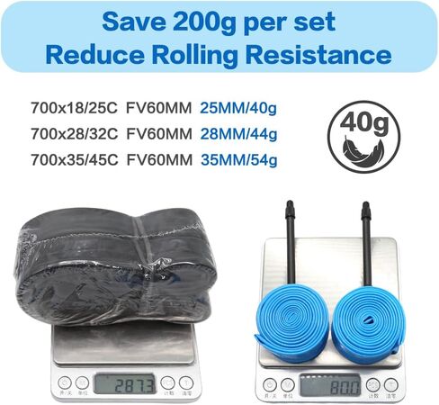 2 Pack Ultralight TPU Bike Inner Tubes 28“ 700X18C/23C/25C/28C/30C/32C/35C/38C/40C/42C/45C Presta Valve 60mm with Repair Kit for Road Bicycle Tire in Saudi Arabia