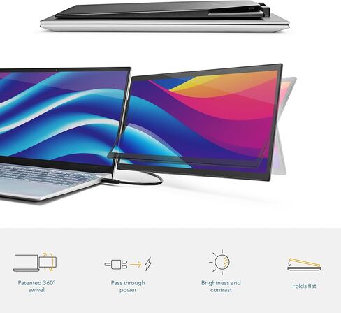 SideTrak Swivel Pro 13.3" Ultra Slim Attachable Portable Monitor, FHD IPS 1080p Laptop Screens with Kickstand + Unique Patented Swivel Hinge, for Mac, PC, and Chromebook, USB-C® Port Connection in Kuwait