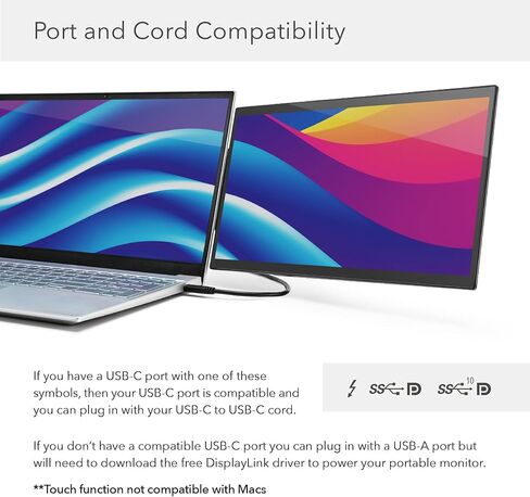SideTrak Swivel Pro 13.3" Ultra Slim Attachable Portable Monitor, FHD IPS 1080p Laptop Screens with Kickstand + Unique Patented Swivel Hinge, for Mac, PC, and Chromebook, USB-C® Port Connection in Kuwait