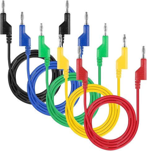 5pcs Banana to Banana Plug Test Lead Set, 4mm Stackable Banana Plug Test Lead for Multimeter, Flexible Electrical Test Wire 3.3ft/1m 1000V 15A in Kuwait