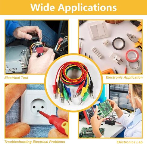 5pcs Banana to Banana Plug Test Lead Set, 4mm Stackable Banana Plug Test Lead for Multimeter, Flexible Electrical Test Wire 3.3ft/1m 1000V 15A in Kuwait