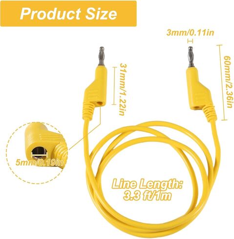 5pcs Banana to Banana Plug Test Lead Set, 4mm Stackable Banana Plug Test Lead for Multimeter, Flexible Electrical Test Wire 3.3ft/1m 1000V 15A in Kuwait