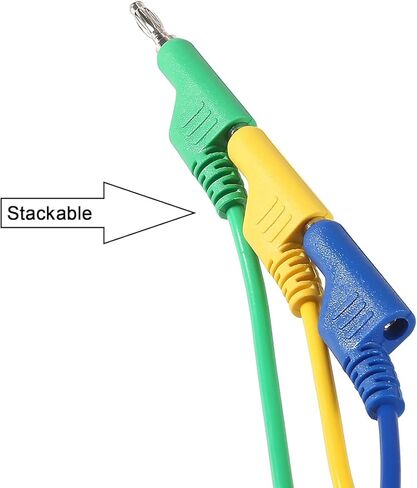 5pcs Banana to Banana Plug Test Lead Set, 4mm Stackable Banana Plug Test Lead for Multimeter, Flexible Electrical Test Wire 3.3ft/1m 1000V 15A in Kuwait