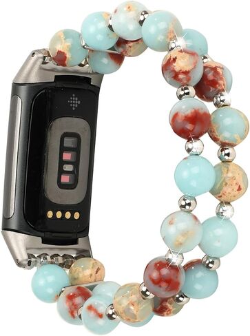 LAREDTREE Compatible with Fitbit Charge 6/Charge 5 Band Women Girls Stretchy Beaded Bracelet Dressy Handpicked Elastic Jewelry Strap for Fitbit Charge 5 in Saudi Arabia