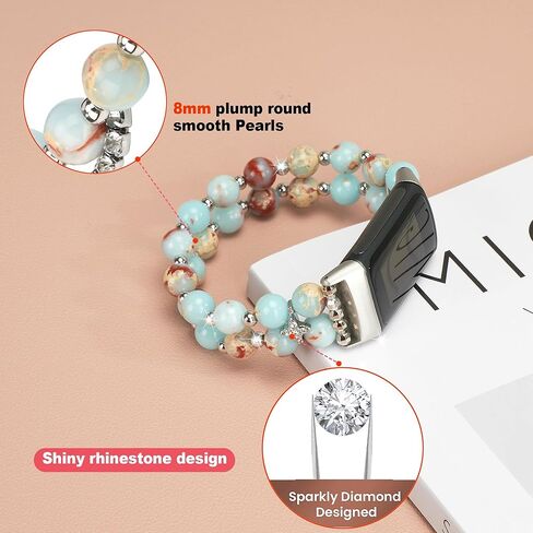 LAREDTREE Compatible with Fitbit Charge 6/Charge 5 Band Women Girls Stretchy Beaded Bracelet Dressy Handpicked Elastic Jewelry Strap for Fitbit Charge 5 in Saudi Arabia