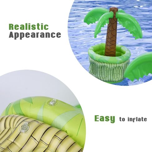 مبرد شجرة النخيل القابل للنفخ من FUTUREPLUSX، حامل مشروبات لشجرة النخيل في حمام السباحة، مبرد مشروبات مبرد لتزيين حفلات هاواي in Kuwait