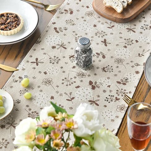 وضع Artoid الرجعية الزهور يترك Toile القوام الجدول عداء، الموسمية خمر الربيع الصيف المطبخ طاولة الطعام الديكور لديكور المنزل الطرف 13x90 بوصة in Kuwait