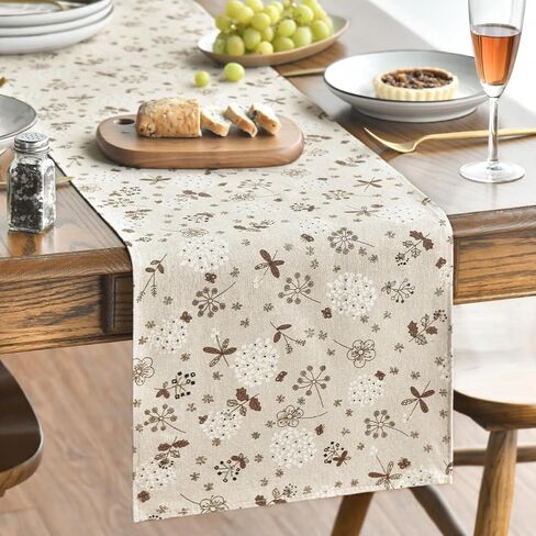 وضع Artoid الرجعية الزهور يترك Toile القوام الجدول عداء، الموسمية خمر الربيع الصيف المطبخ طاولة الطعام الديكور لديكور المنزل الطرف 13x90 بوصة in Kuwait