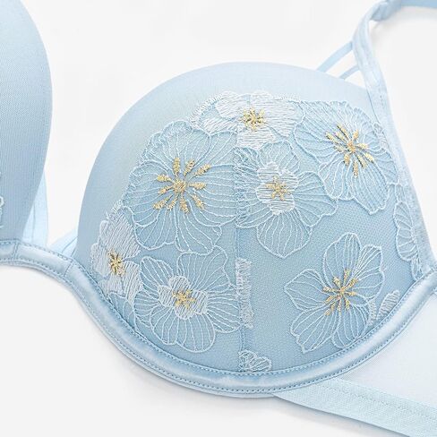 Deyllo Super Push Up Bra Underwire Lace Padded Bra Embroidered Strappy Add Two Cups in Saudi Arabia