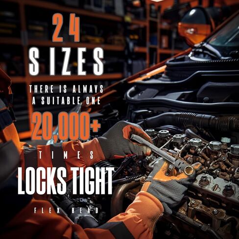 SUZUME 24-Piece Metric and SAE Flex Head Ratcheting Wrench Set 72 Teeth Cr-V Steel Ratcheting Wrench Set with 180° Flex Head Ratchet Wrenches Set For Auto,Machine Repair in Kuwait