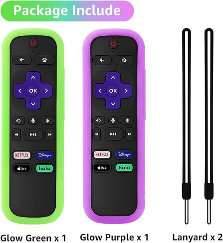 2 Pack Remote Cover for Roku TV Controller Glow in The Dark, Green Purple in Kuwait