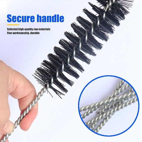 مجموعة 3 فرش تنظيف أنبوب نايلون مقاس 10.8 بوصة، فرشاة تنظيف الأنابيب وقش طويل وفرشاة زجاجة لتنظيف الأنابيب ولوحات المفاتيح والزجاج والمناطق التي يصعب الوصول إليها (أسود) in Kuwait