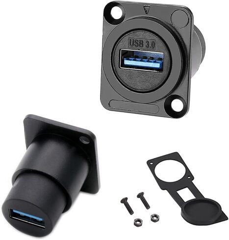 PENGLIN 5PCS USB3.0 D Series Panel-Mount Connector,Waterproof USB Port Socket 86 Panel Mount Square Female to Female Converter Data Transfer Interface Adapter for Network Industrial Equipment in Saudi Arabia