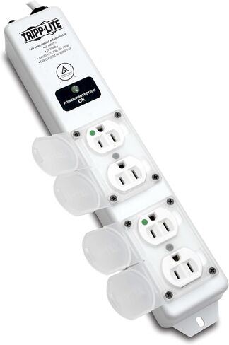 Eaton Tripp Lite SPS610HGRA Medical-Grade Surge Protector Power Strip for Hospitals & Nursing Homes, 6 Outlets, 10ft Power Extension Cord with Flat Plug, 1050 Joules, On/Off Switch, UL 1363 Certified in Kuwait