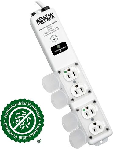 Eaton Tripp Lite SPS610HGRA Medical-Grade Surge Protector Power Strip for Hospitals & Nursing Homes, 6 Outlets, 10ft Power Extension Cord with Flat Plug, 1050 Joules, On/Off Switch, UL 1363 Certified in Kuwait
