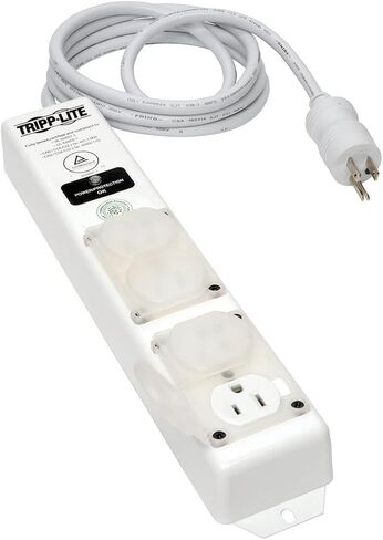 Eaton Tripp Lite SPS610HGRA Medical-Grade Surge Protector Power Strip for Hospitals & Nursing Homes, 6 Outlets, 10ft Power Extension Cord with Flat Plug, 1050 Joules, On/Off Switch, UL 1363 Certified in Kuwait