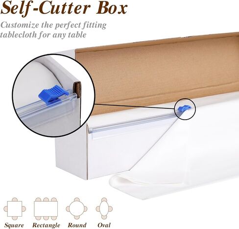 Goodluck 54 Inch X 300 Feet Plastic Table Cloths with Cutter Box, Disposable Table Cloths for Parties, Tablecloth Plastic for Party, Banquet, Wedding, Birthday, Anniversary Decorations, White in Saudi Arabia