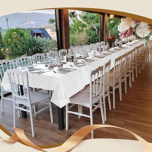 Goodluck 54 Inch X 300 Feet Plastic Table Cloths with Cutter Box, Disposable Table Cloths for Parties, Tablecloth Plastic for Party, Banquet, Wedding, Birthday, Anniversary Decorations, White in Saudi Arabia