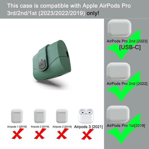 OCING 6 in One Airpods Pro 2 Case with Secure Lock for Girl Women, Compatible with Airpod Pro 2nd / 1st Generation（2022/2019）, Supports Wireless Charging (Pink) in Saudi Arabia