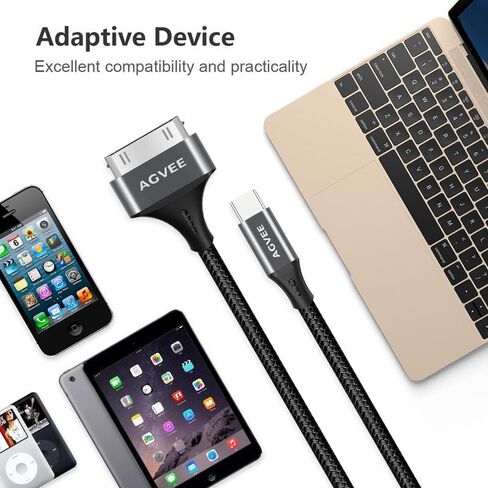 AGVEE 2 Pack 3.3ft USB-C to 30 Pin Charger Charging Cable for Old iPod iPad in Saudi Arabia
