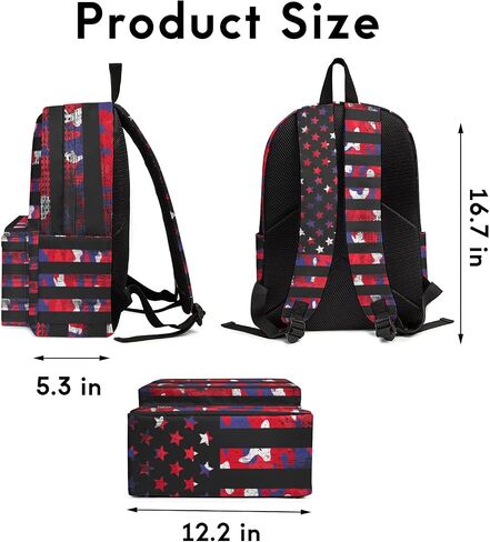 Lightweight American Flag Laptop Backpack Bookbag for Teens Boys Girls, Large Capacity Backpack Daypack Office Travel in Saudi Arabia