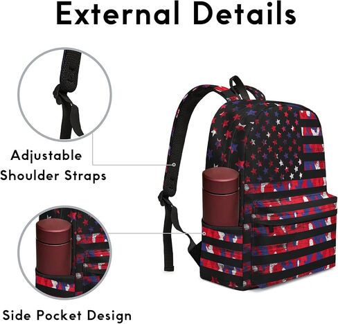 Lightweight American Flag Laptop Backpack Bookbag for Teens Boys Girls, Large Capacity Backpack Daypack Office Travel in Saudi Arabia