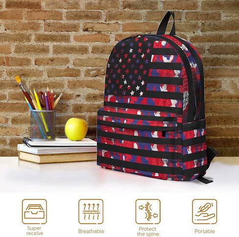 Lightweight American Flag Laptop Backpack Bookbag for Teens Boys Girls, Large Capacity Backpack Daypack Office Travel in Saudi Arabia