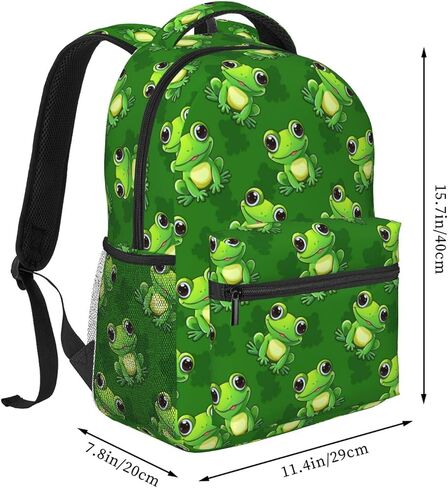 Frog Backpack for Girls Boys Kids, Cute Green Frogs Animal Bookbag for School, Lightweight Elementary Kindergarten School Bags Hiking Gym Casual Travel Daypack with Multiple Pockets in Saudi Arabia
